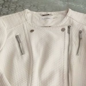 Calvin Klein cream vinyl motto jacket